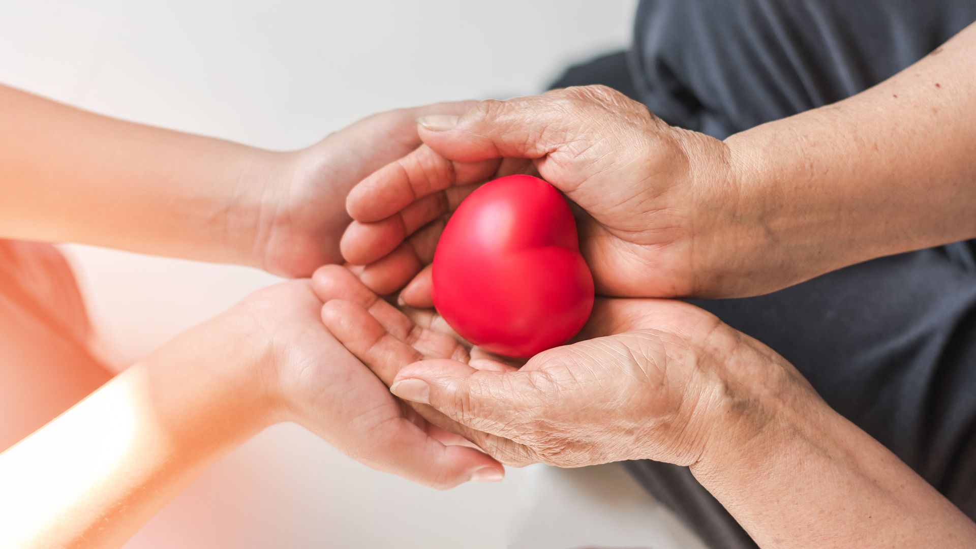 Hands holding a red heart